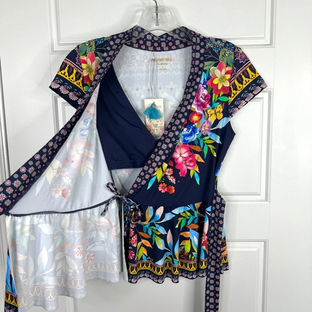 JOHNNY WAS Ocean Dreamer Tankini Wrap Top NEW Size S